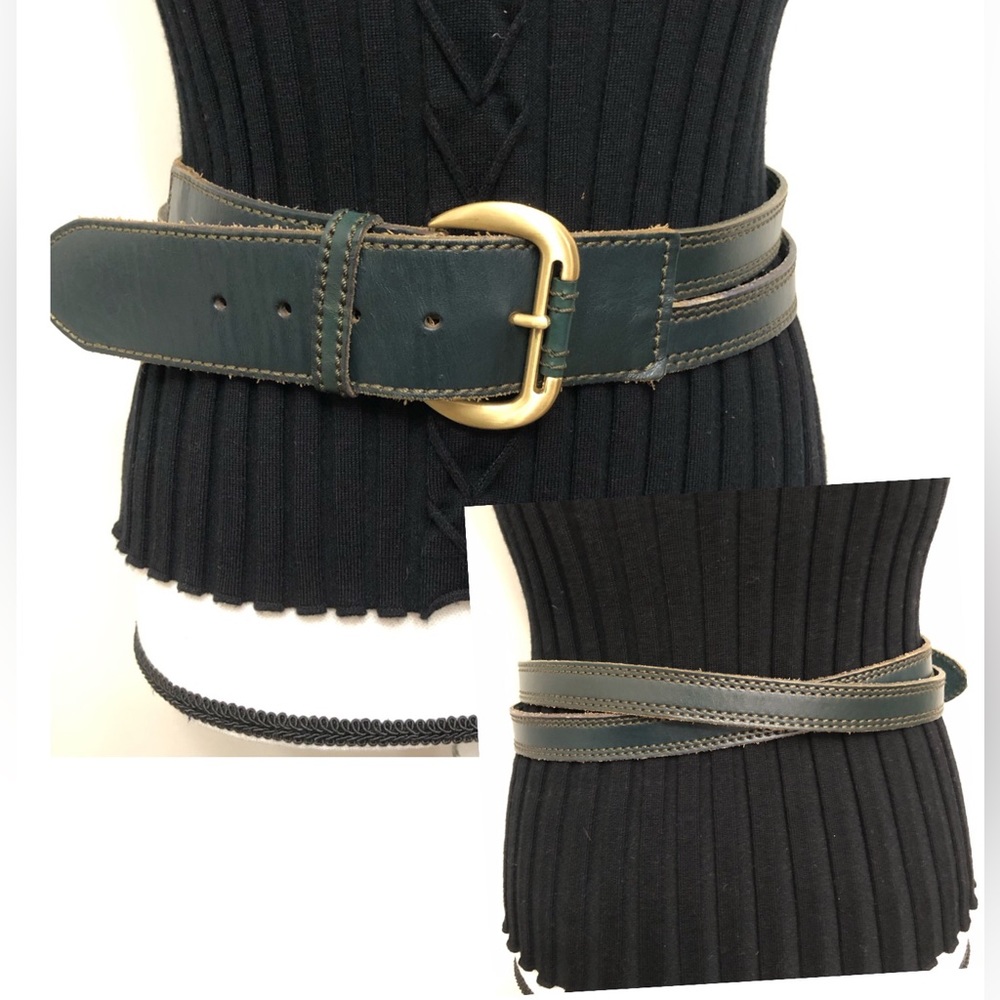 LINEA Pelle Sz S Green Leather Belt